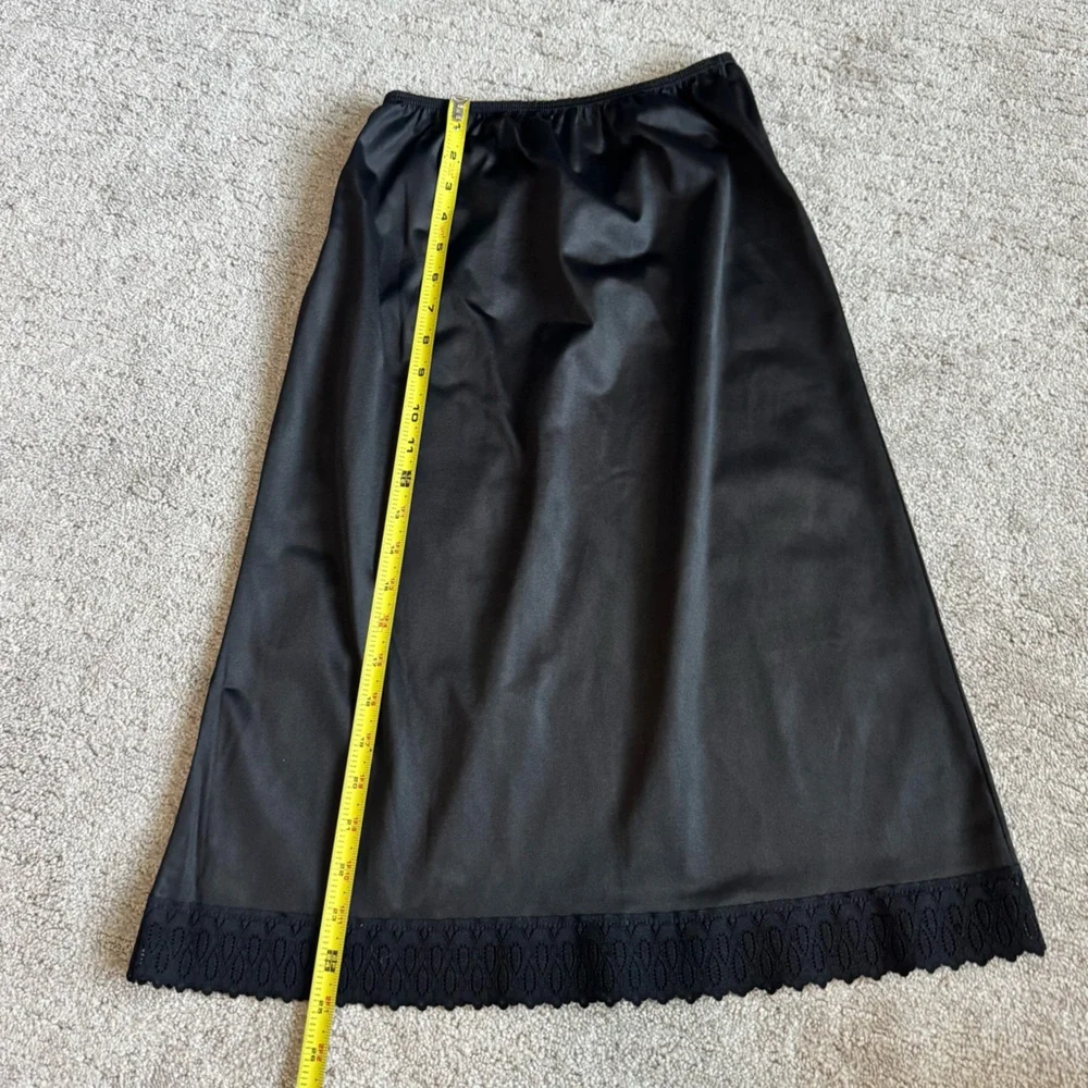 Vintage Sliperfection Black Half Skirt Slip with Lace Hem Size S - Picture 9 of 11